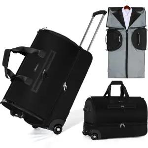 여행용 모도커 컨버터블 롤링 의류 가방 트롤리가 있는 슈트 여행 출장용 휠 신발 수납 공간 더플 위켄더 -