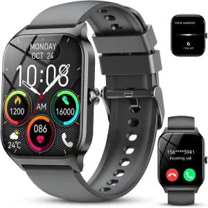 남성 스마트 워치 블루투스 통화/AI 음성 제어 1.85인치 HD 헬스 트래커 IP68 방수 115개 이상의 스포츠