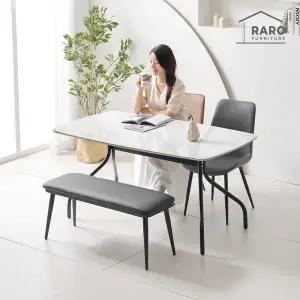 [라로퍼니처]리아나 24T 유광 1400 저소음 포세린 세라믹 4인 식탁 세트 (식탁+의자2+벤치1)