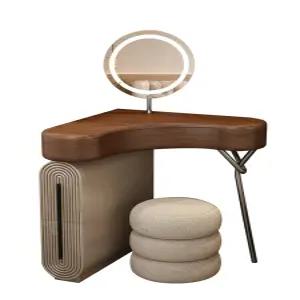 로앤희 코너화장대 침실 모서리 조명 세트 원목 슬림