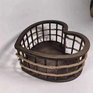 도니식 신생아 사진 가구 빈티지 향수 하트 모양 바구니 스튜디오 배경 침대 아기 촬영 액세서리