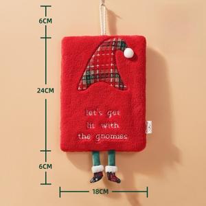 라포식  크리스마스 핸드 타월 걸이형  코랄 플리스 주방 흡수성 빠른 건조 천 만화 디자인