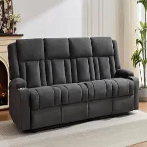 컵 홀더가 있는 AIWOEN 리클라이너 소파 4인승 패브릭 리클라이닝 거실용 수동 월 허거 홈 시어터(다크