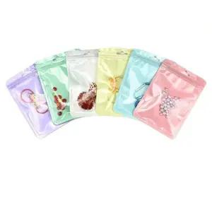 포장 간식 예쁜 지퍼백 선물봉투 100개 소품 소분 컬러 퍼플 비닐