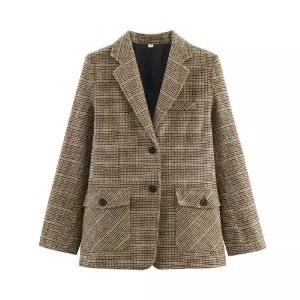 여자정장재킷 용 추동 캐주얼 하운드투스 체크 정장 코트 원템4