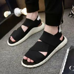 블랙화이트 남여공용 샌들 여름샌들 커플샌들 쪼리 소가죽샌들