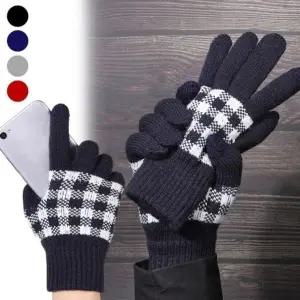 [하프클럽/]따뜻한 겨울장갑 체크무늬 남여공용 방한 터치장갑