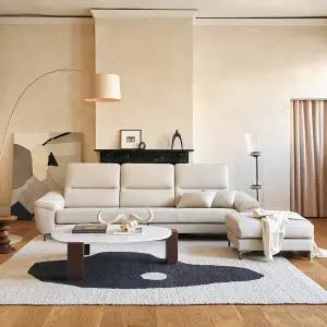 다한 4인용 이태리 벨라니 통가죽 소파 + 스툴