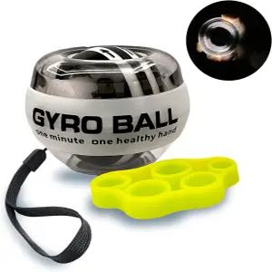 자동 시동 자이로 볼 손목 트레이너 - 손과 팔뚝 운동을 위한 핑거 밴드로 카운터 그립 강화기 없음 사무실