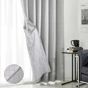 모던하우스 ON NEW 린넨스타일 3중방한 3도씨커튼 220x240 1장 그레이 아일렛타입