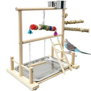 캐서린 버드 놀이터 앵무새 농어 스탠드 , 버드 우드 놀이 활동 센터 운동 플레이펜 사다리 그네와 피더 컵 씹기 트레이