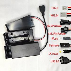 18650 배터리 홀더 박스 2 슬롯 보관 케이스 스위치 및 커버 PH2.0 XH2.54 DC5.5X2.1 USB2.0 터미널 와이어