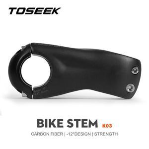 TOSEEK K03 카본 스템 12도 산악 자전거 31.8mm 핸들 바 70/80/90/100/110/120mm 블랙 매트 부품