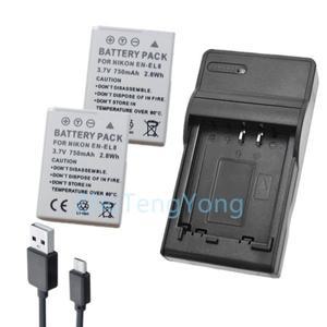 니콘 EN-EL8 쿨픽스 S50 S51 S52 P1 P2 S3 S6 S7 S8 S9용 충전식 배터리