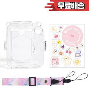 Fujifilm Instax Mini 12 어깨끈이 있는 투명 보호 카메라 케이스 - 즉석 휴대용 가방 커버