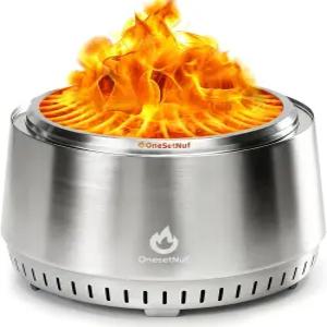 야외 파티오 및 뒷마당 OneSetNuf 21인치 무연 소방관 이중 공기 흐름 2차 연소 분리 가능한 애쉬 팬