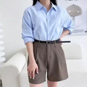 여성 은은 블루 데일리 오버핏 셔츠남방 봄 가을