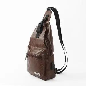 [하프클럽/]가죽 슬링백 스마트 기기 수납 메신저백