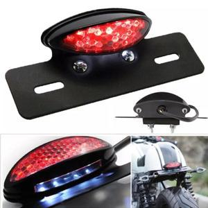 12V 범용 바이크 오토바이 LED 브레이크 미등 레트로 복고풍 엔틱 금속 브래킷 라이트 번호판 홀더 액세서