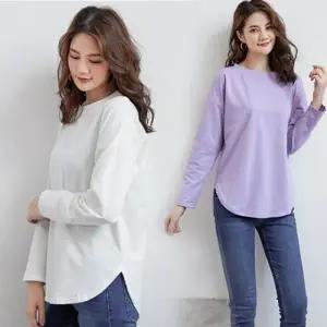 가을 겨울 간절기 오버핏 데일리 베이직 라운드 긴팔 티셔츠 이너 레이어드티