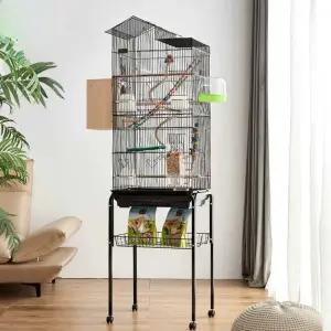 새장 받침대 앵무새 케이지 키우기 렉 트롤리 이동식