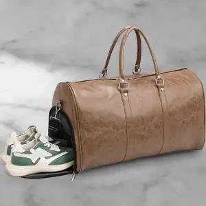 남녀 공용 해외여행 대형 핸들 가죽 보스턴 가방