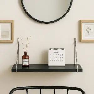 고품질 공간데코 벽선반(60x19.5cm)(블랙) 무타공 우드선반 (WFKDVY4)