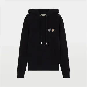 메종키츠네 더블 폭스 헤드 패치 남녀공용 후드 티셔츠 EU00353KM0001 BK