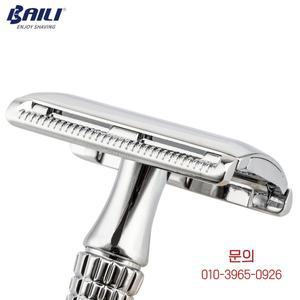 BAILI 더블 에지 안전 면도기 금속 습식 남성용 수동 이발사 + 미러 케이스 1 블레이드 BR176T