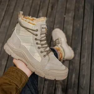 레이스업디자인 두툼한 플랫폼포인트 하이탑 남성워커 키높이 워커화 신발 남자캐주얼 높이 털안감 방한화