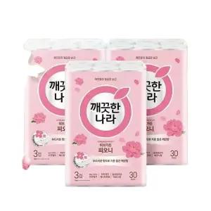 극초 허브가든 피오니 프리미엄 화장지 3겹 30롤 x 3팩