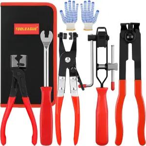 TOOLIGUE 5Pcs 조인트 CV 부트 클램프 플라이어 세트 호스 및 ClicR 타입 차량 ATV UTV용 보관 가방이 있는