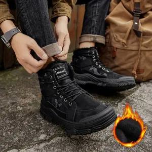 남성 2컬러 모던 기모 하이탑 레이이스업 워커겨울방한화 통굽신발 통굽 슈즈 캐주얼