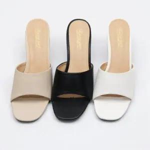 여성 대발 사이즈 여름 무광 통굽 오픈토 샌들