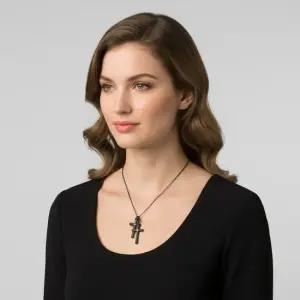 클리어런스다미아니 20062176 메트로폴리탄 더블 크로스 다이아몬드 18K 블랙골드 목걸이