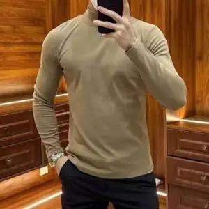 기모 남자 클래식 하프넥 목폴라 긴팔티 1P 겨울 패션 목티