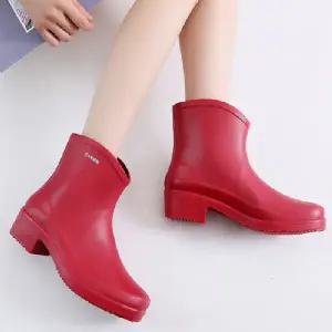 여성 미들 레인부츠 가벼운 발목 앵클 부츠 여름 장마철 패션 장화 신발