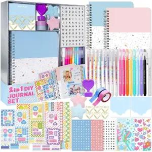 놀 2팩 DIY 저널 키트 - 8-14세 소녀를 위한 훌륭한 선물 예술 및 공예 용품 스크랩북 다이어리 세트 8세