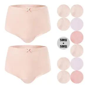 BYC 여성 순면팬티 편안한 맥시 깔끔한 무지 삼각 요일 팬티 10매 세트 어머니 어르신 속옷 선물