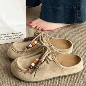 [다잇템] 여성 볼 평평한 로프 히피 세무 로퍼