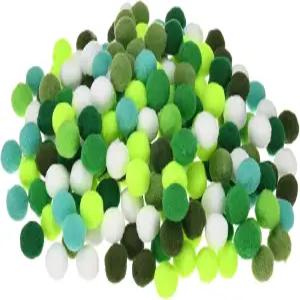 공예용 M미터시티 500팩 폼폼 0.59인치(15mm) 폴리에스터 그린 시리즈 부드럽고 푹신한 공예품