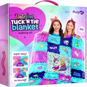 프리티 미 유니콘 턱 앤 타이 플리스 담요 키트 - 6세 이상 소녀를 위한 DIY 공예품 최고의 예술 및 공예