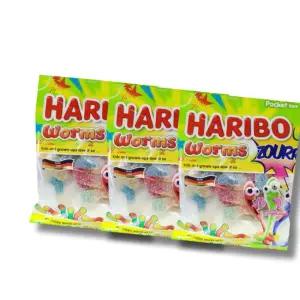 하리보웜즈사우어 하리보젤리 지렁이모양신젤리 3개