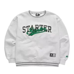 [스타터 블랙라벨]더블 로고 요꼬립 스웨트 셔츠 (멜란지 화이트) SA241IMM03_MWH