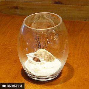 긴원형150 하얀바다 세트 - (유리볼어항 미니어항)