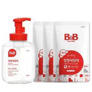비앤비 젖병세정제 거품형 용기 450ml x1개+리필 400ml x3개 아기 액상형