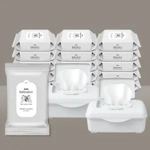 두리 베비스킨 물에 풀리는 천연펄프 비데 물티슈 리필16팩+ 케이스 2개