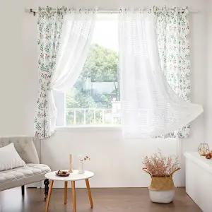 까르데코 내츄럴플라워 암막+코코체크 레이스 창문커튼4장