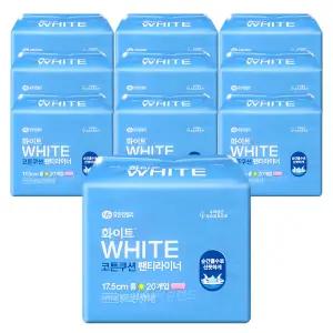 화이트 팬티라이너 코튼쿠션 롱 20개입x10개 (순한순면 리뉴얼)