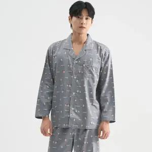메이플라워 작은곰하트 긴팔 주자 순면 남성 빅사이즈 잠옷 세트